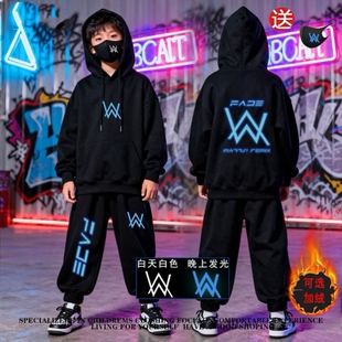 DJ哥嘉豪同款战衣春秋季薄款连帽卫衣男款青少年中学生加绒外套潮