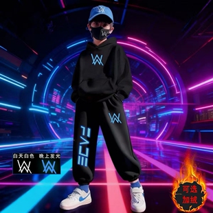 嘉豪同款男童黑色卫衣2025新款加绒儿童连帽上衣帅气秋冬保暖衣服