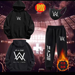 加绒嘉豪同款 strong哥艾伦沃 衣服儿童连帽卫衣秋冬中大童纯棉套装