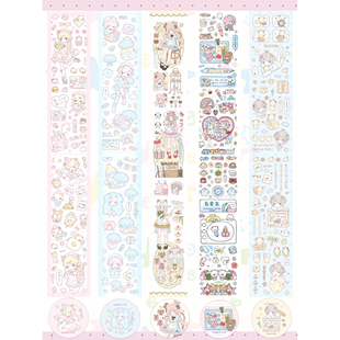 3月新品 栖月小町原创人物贴纸卷合集手帐贴纸卷咕卡人物胶带分装