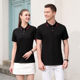 夏季 短袖 翻领t恤工作服高端商务polo衫 定制印logo提花领团体工装