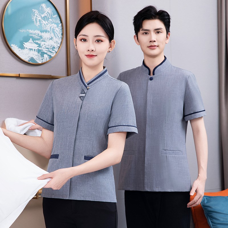 保洁员工作服夏季女酒店客房服务员物业商场阿姨清洁家政工衣短袖