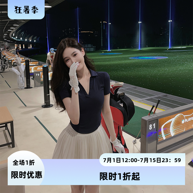 学院风POLO领T恤短款2023新款