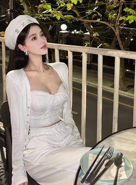 『限时2折起』白色内搭吊带背心女春秋内搭打底绑带设计感小众