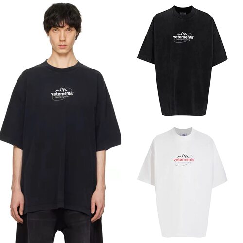 VETEMENTS 24新款雪山字母印花重磅宽松短袖 VTM男女百搭简约T恤