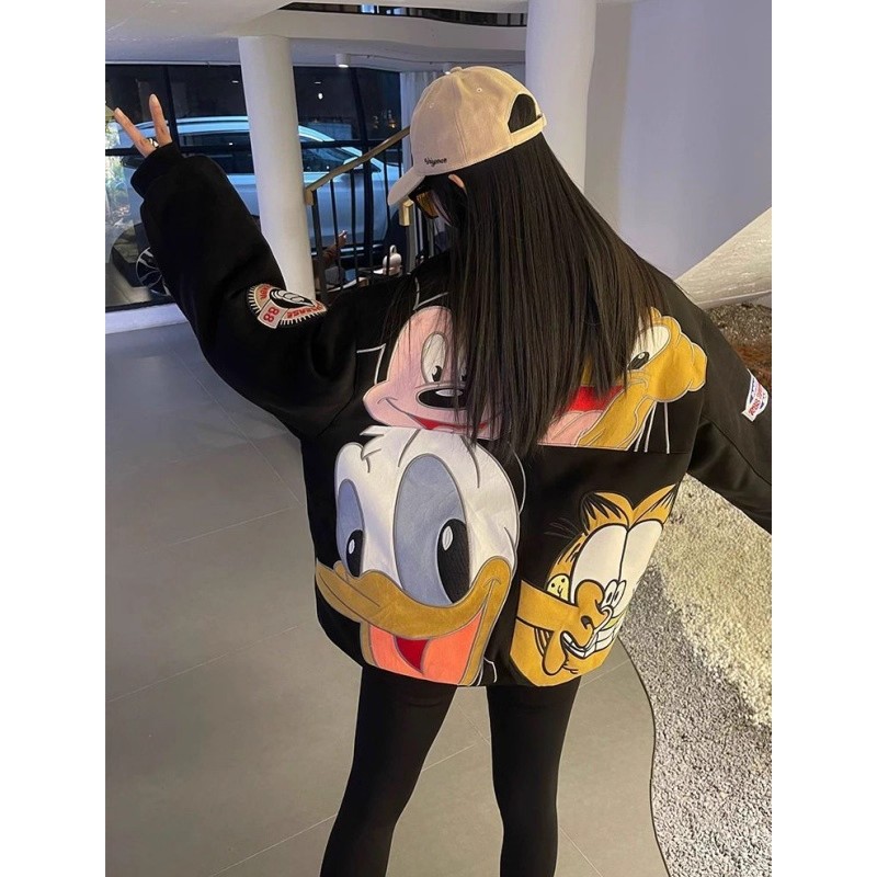 米奇卡通刺绣棒球服大码夹克外套