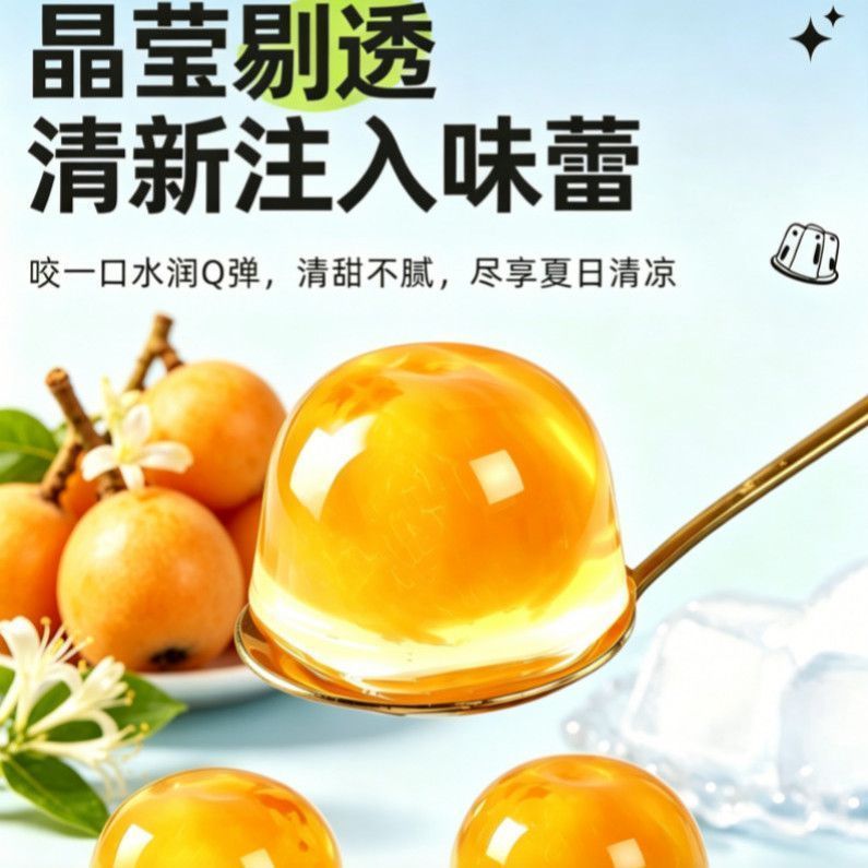 金银花枇杷果冻整颗果肉饱满老少皆宜鲜果制作营养美味图片