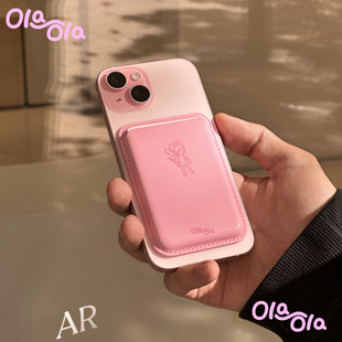 Ola Angel Magsafe 少女粉天使pu皮质强磁吸粉色可爱卡包 ola