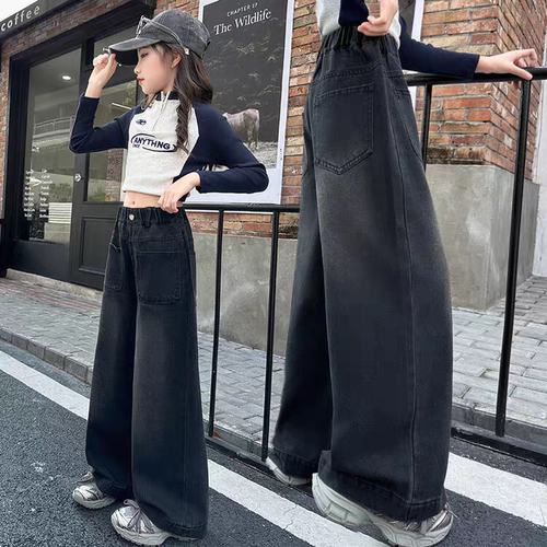 女童牛仔裤春秋款直筒裤