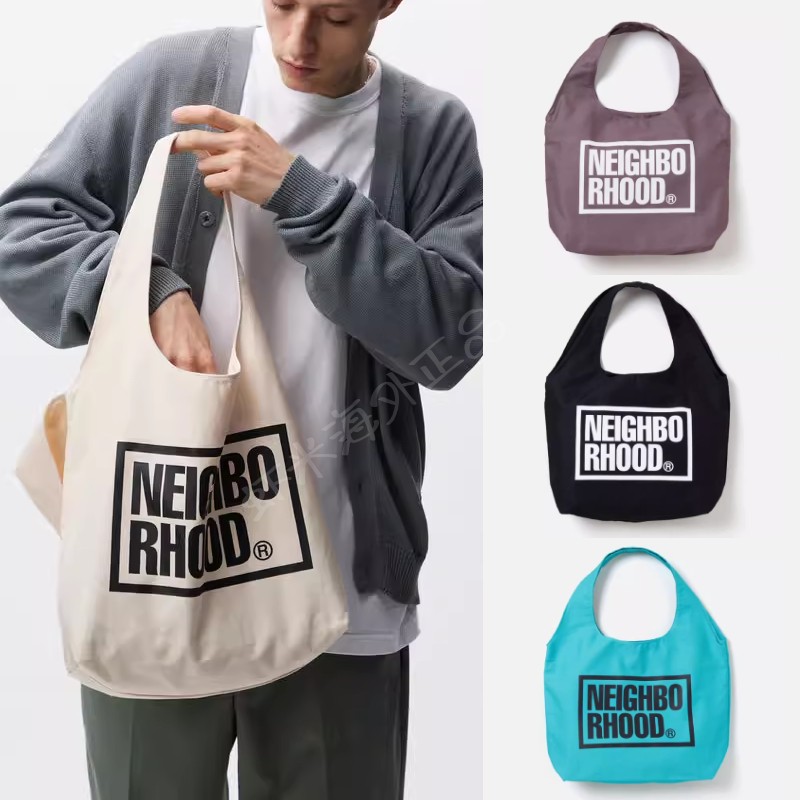 日潮NEIGHBORHOOD ID TOTE BAG-M 印花手提袋托特包单肩挎包24SS