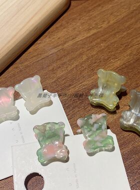 3色入小可爱醋酸小熊抓夹刘海夹碎发加春夏新款新色小发抓绿色偏