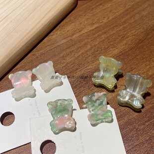3色入小可爱醋酸小熊抓夹刘海夹碎发加春夏新款新色小发抓绿色偏