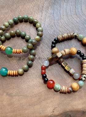 新中式国风木珠天然石手串