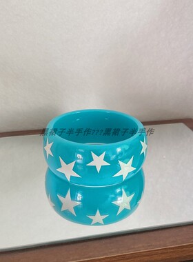 蓝色星星应援色树脂夸张手镯千禧复古嘻哈极繁彩色手环辣妹风搞怪