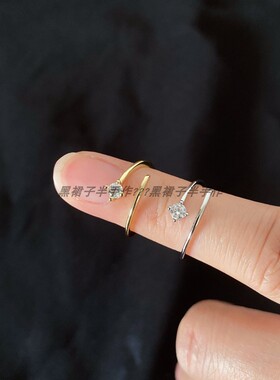 关节戒、尾戒、脚戒铜材质单颗锆石极简可调节质感好简约四爪微镶