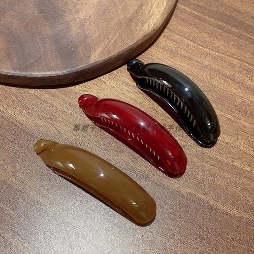 新款香蕉横夹气质扣架复古扭扭夹低马尾盘发家高级纯色黑色咖色系