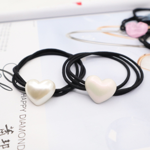 韩国东大门同款 珍珠爱心头绳ins网红少女心发绳基础百搭简约皮筋