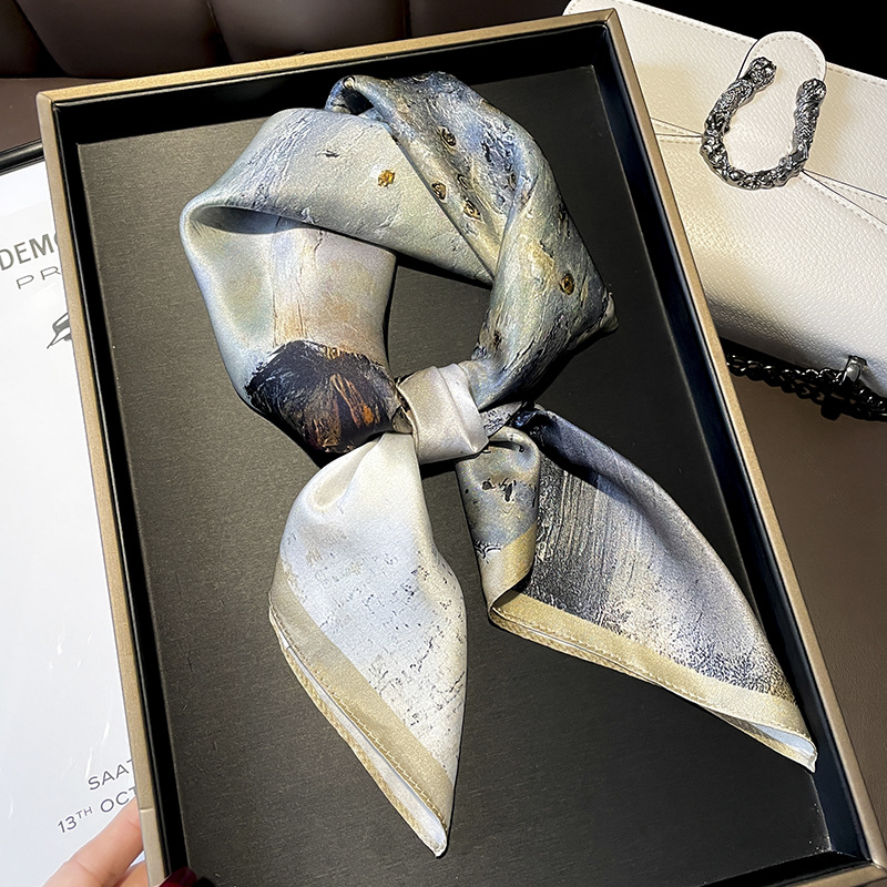 真丝丝巾小方巾68cm高档送礼桑蚕丝丝巾春夏小领巾时尚百搭围脖