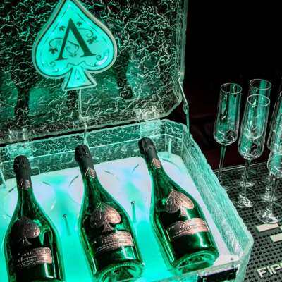 酒吧发光香槟箱 神龙套盒 黑桃a香槟王套箱 三支装神龙酒箱 冰纹