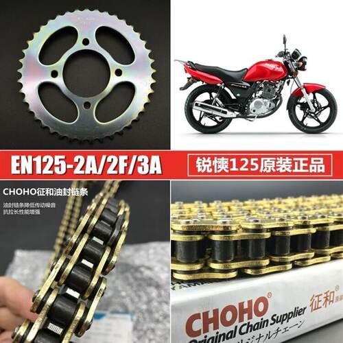 适用锐爽EN125-2E/2F/3E/3F/HJ125K-2A/3A套炼大齿盘链条油封链条