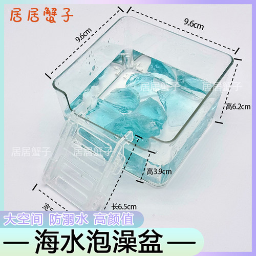 寄居蟹澡盆带垫脚石爬宠亚克力爬梯海水螃蟹相守蟹泡澡专用泡澡盆