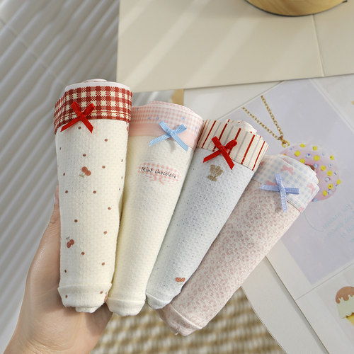 透气A类棉中腰加长裆女三角裤