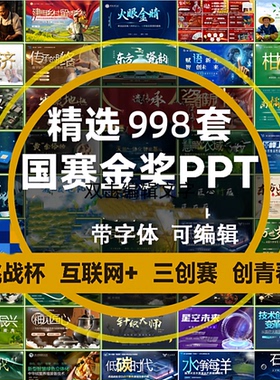 国赛金奖PPT模板大学三创新创业大赛比赛作品互联网+挑战杯创青春