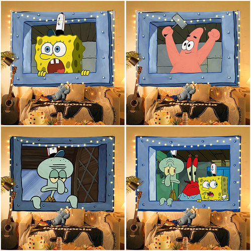 海绵宝宝背景布章鱼哥背景布
