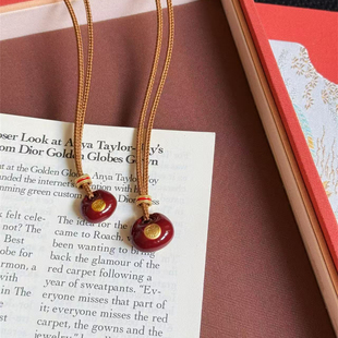 原创设计红色福袋招财项链女复古国风气质手工编织新年长款 毛衣链