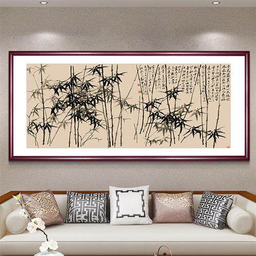 8ACW郑板桥 竹子国画 名画仿古新中式水墨禅意挂画办公室背景