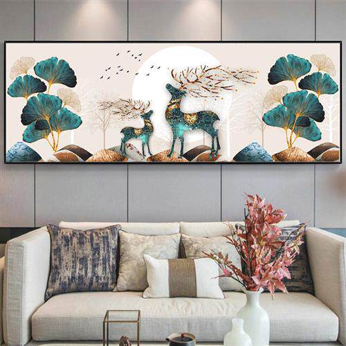 十字绣2023新款线绣客厅银杏发财麋鹿欧式卧室刺绣简单手工自己绣