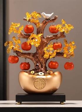 柿柿如意水晶发财树摆件鹿办公室客厅入宅乔迁装饰工艺品开业礼物