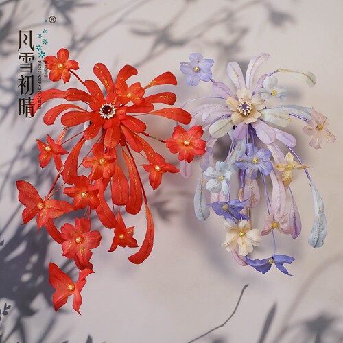 风雪初晴【十四周年店庆】璀璨烟花发夹汉服手工少女可爱