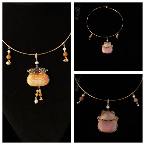 风雪初晴 钱袋子 招财猫 项圈璎珞手工古风汉服百搭复饰品