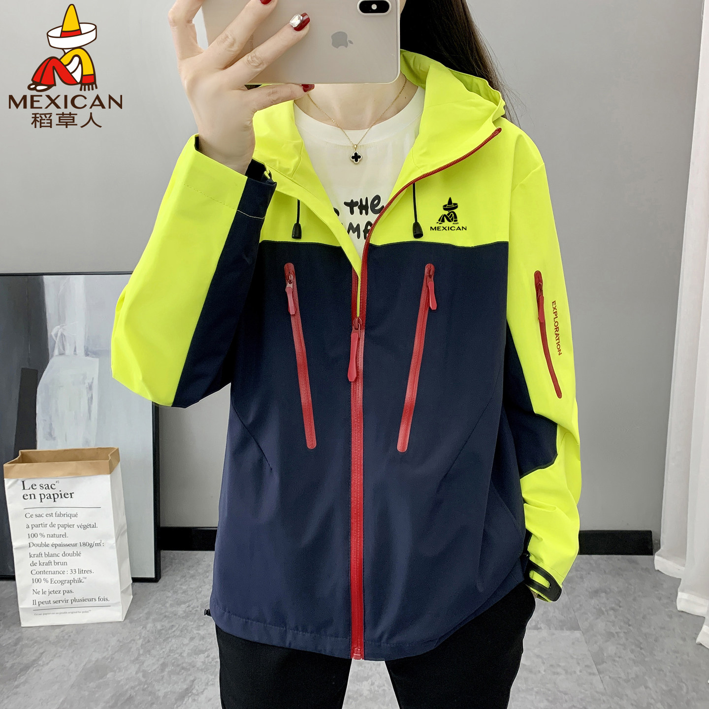 稻草人冲锋衣女防风防水夹克外套