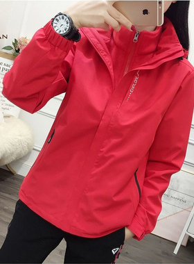 稻草人秋冬季户外冲锋衣女三合一可拆卸登山服防风防水夹克外套男