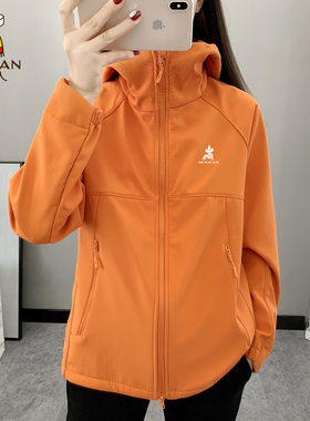 稻草人户外软壳冲锋衣女2025新款秋冬季防水防风徒步登山夹克外套