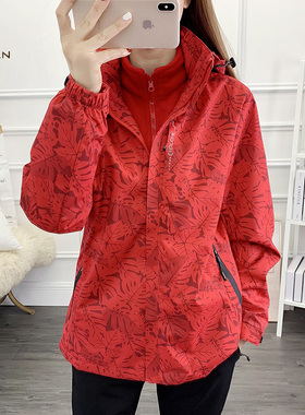 稻草人户外冲锋衣女春秋季三合一可拆卸登山服防风防水加厚外套男