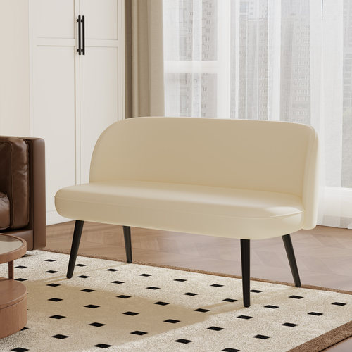 意式轻奢高脚双人沙发小户型客厅休闲沙发椅卧室窄版长条椅无扶手