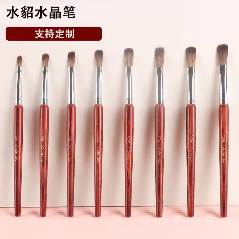 跨境亚克力美甲刷貂毛笔木柄科林斯基水晶刷指甲刷画笔加长毛笔图片