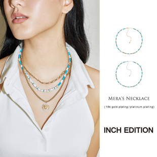 INCH EDITION 新款海的女儿天然绿松石项链轻奢小众复古链