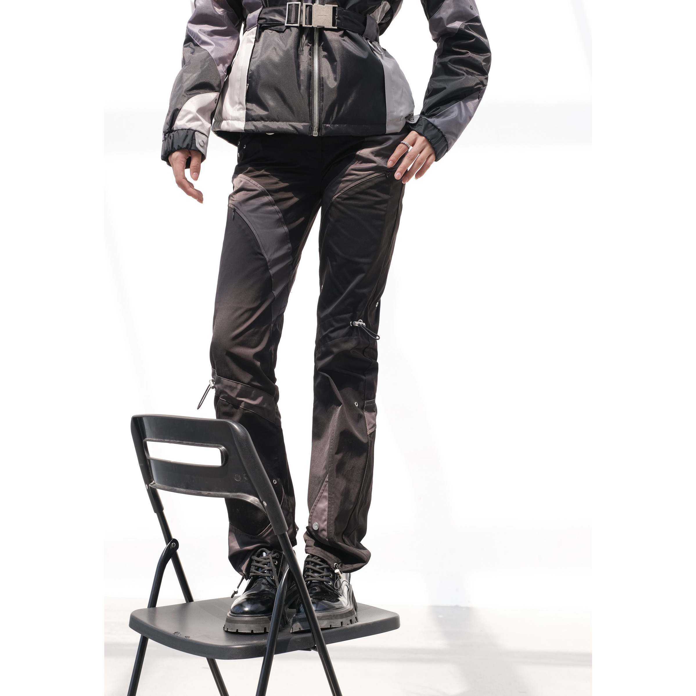 【国现】HELIOT EMIL 新款机能解构拼贴拉链抽绳直筒裤长裤