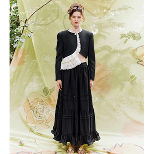 ROOM LUMING 春夏新蕾丝花边一粒扣短夹克镂空花边 清货折外套