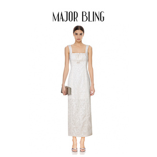 Major Bling 25ss 亮片绉纱直筒长款连衣裙