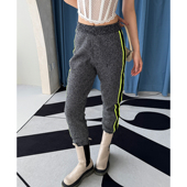 运动长裤 套装 新款 气质休闲荧光绿撞色连帽卫衣 清货折 SJYP