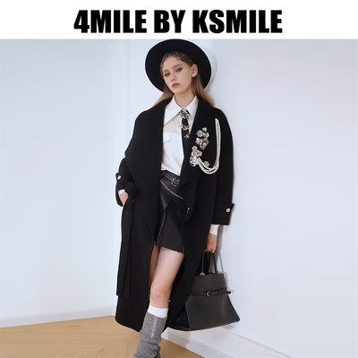 4MILE BY KSMILE|静奢印象大翻领绵羊毛大衣保暖呢子外套英伦风