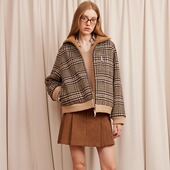 ARTE PURA2025秋冬胶囊新款 双面羊毛撞色格纹毛呢休闲外套女加厚