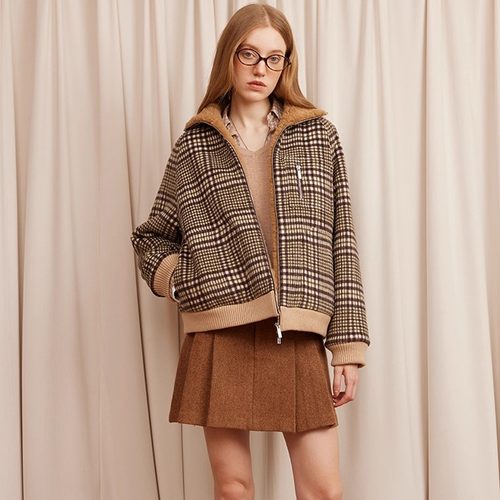 ARTE PURA2025秋冬胶囊新款双面羊毛撞色格纹毛呢休闲外套女加厚