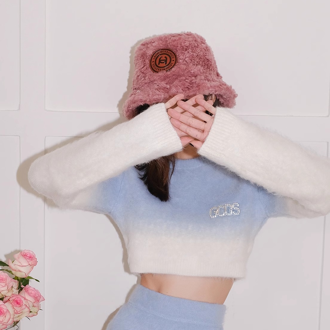 【清货折】 Laurence chico 粉色羊羔毛渔夫帽