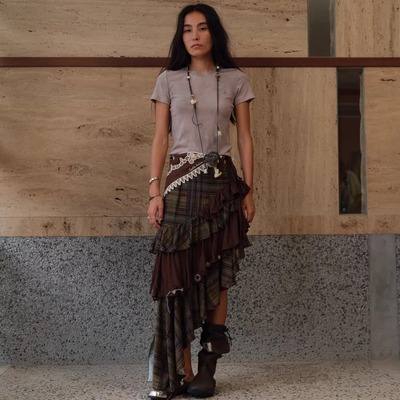 Shelle Artiste 钩花格子半裙